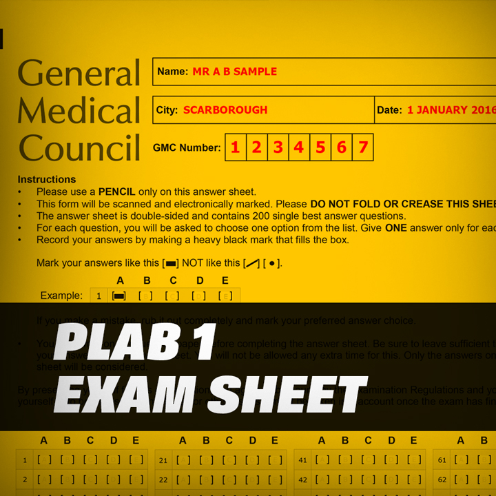 PLAB 1 Exam Sheet DMA Edu